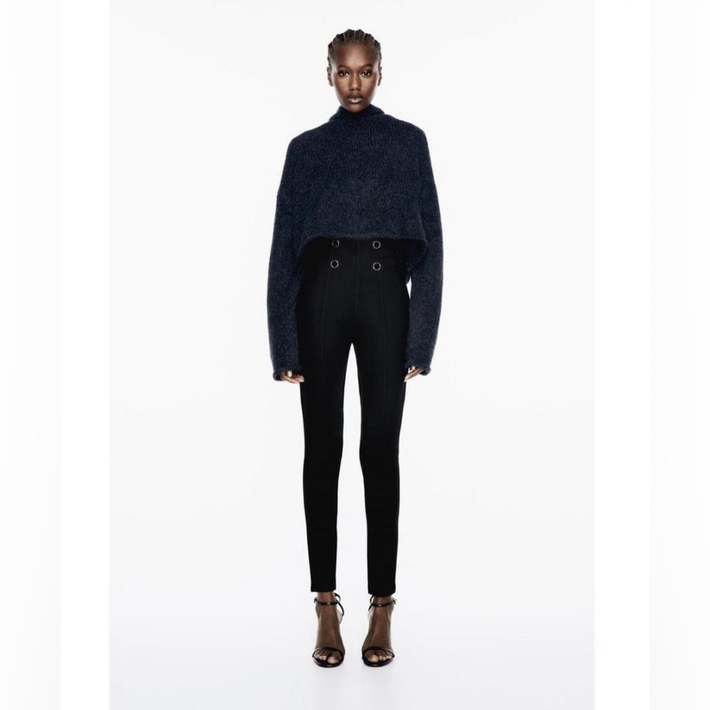 ZARA BUTTONED VELVET LEGGINGS